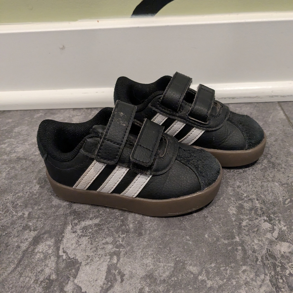 Adidas Black and White Velcro Sneakers